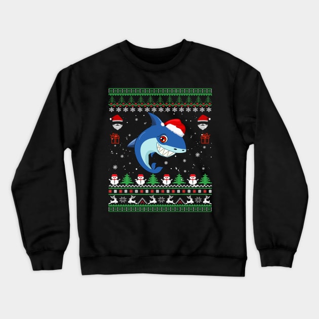 ugly christmas sweater Shark Crewneck Sweatshirt by Bagshaw Gravity